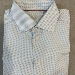 Eton slim size 16, large - blue and grey dots